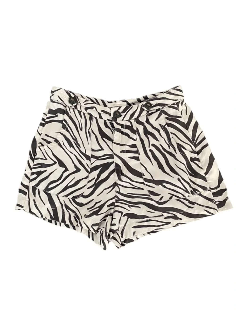 Cynthia Rowley Ivory & Brown 100% Lyocell Zebra Print Shorts Women’s Size 4 - Picture 4 of 14